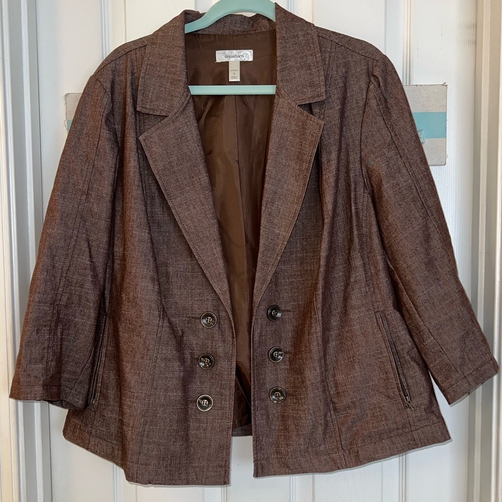 Dressbarn Woman Brown Denim Jacket Sz 3X - Picture 2 of 9